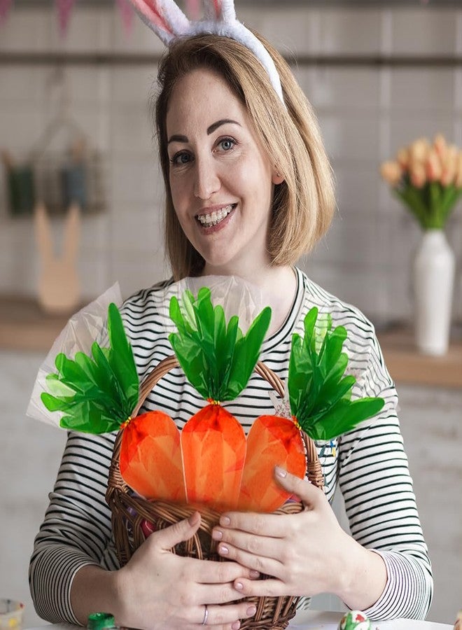 Threetols Easter Carrot Cone Cellophane Bags - Creative Shape Treat Candy Triangle Cello Orange With Twist Ties for Party Favor (100pcs) - Image 4